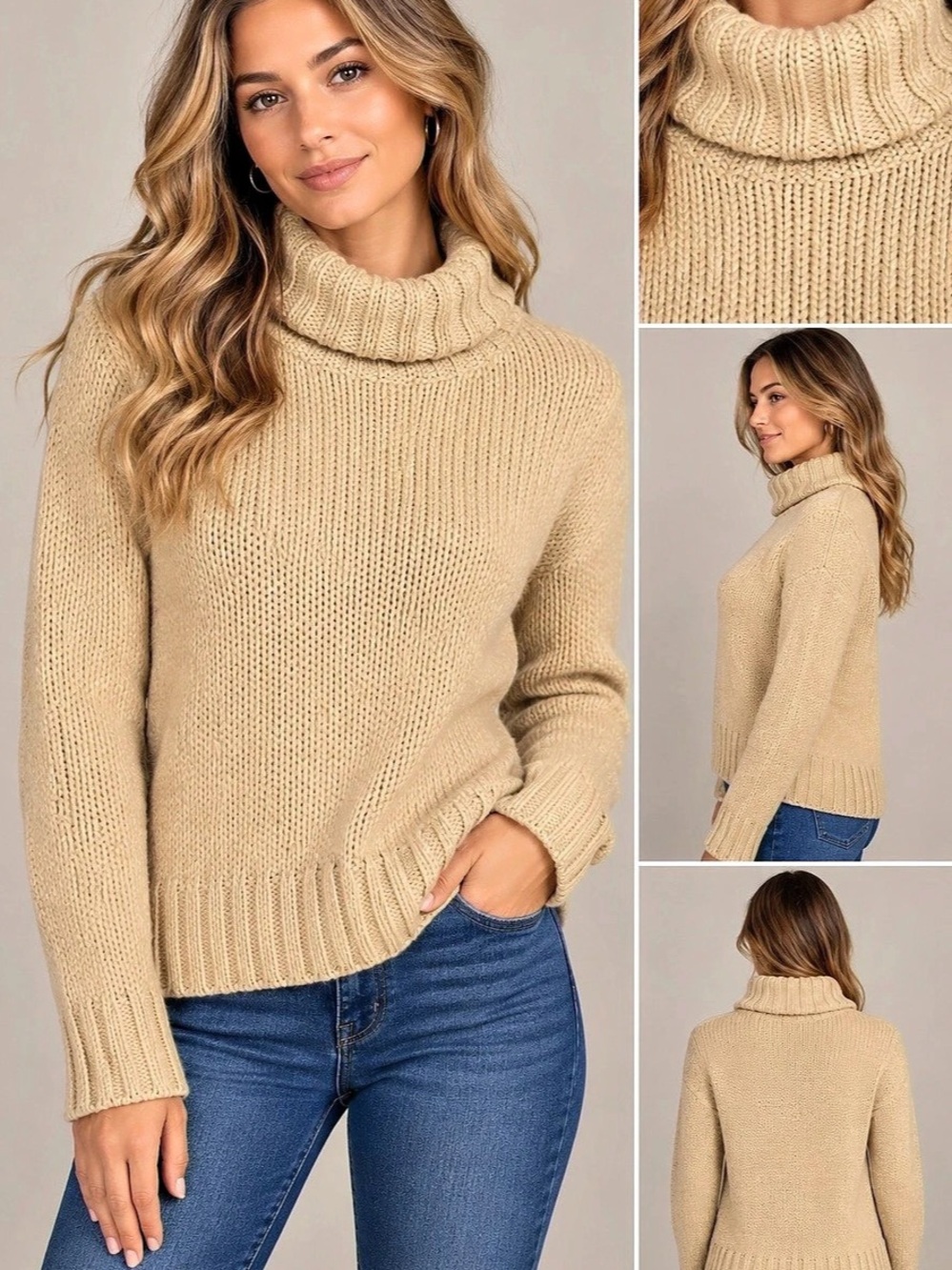 The Limited Beige Turtleneck Sweater Size Medium